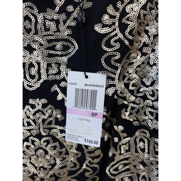 Ronni Nicole Sequin Shift Dress Women’s 6P Black Gold Sleeveless Cocktail NWT - Picture 4 of 9